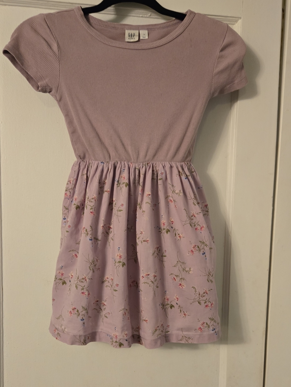 GAP Girls' Lavender Rib-Knit Top Floral Skirt Dress